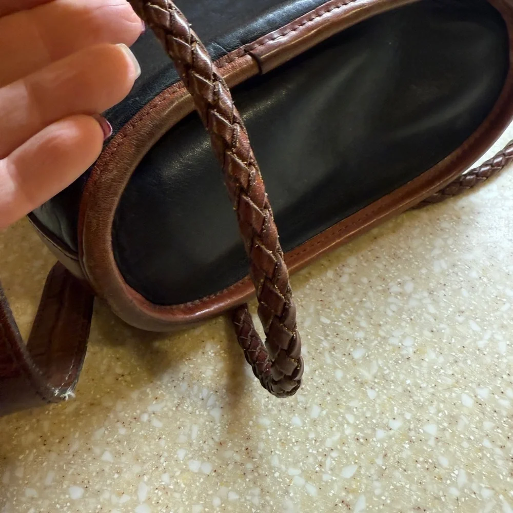 Vintage Brighton Brown and Black Croc-Embossed Purse Small 2 tone Bag
